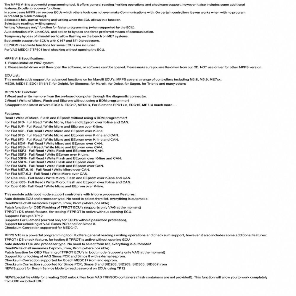 MPPS V18 ECU 칩 튜닝 인터페이스, 다국어 지 - Ecu Flasher Mpps V18 리뷰 및 가격